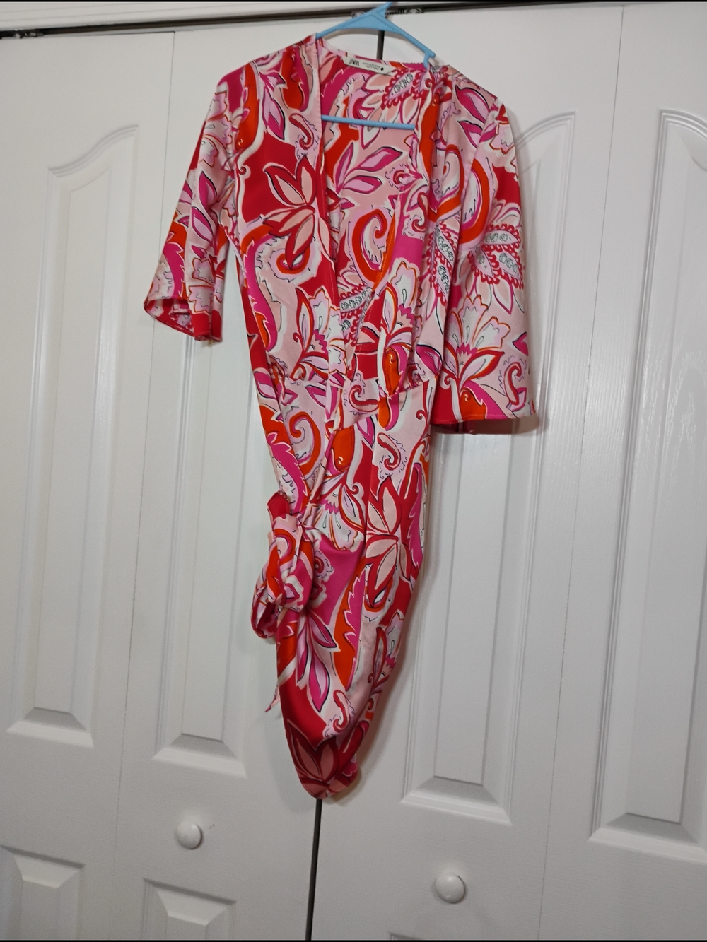 Zara Pink and Red Floral Blouse